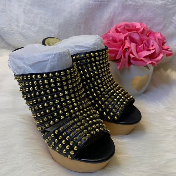 Steve Madden Luccious Black Multi Mule Wedges - Picture 3 of 16